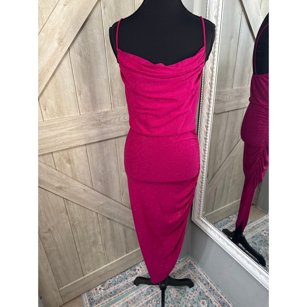 Fuschia Pink Asymmetrical Bodycon dress - Large